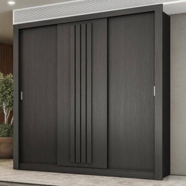 Imagem de Guarda Roupa Casal 3 Portas Doha Carraro Preto Touch