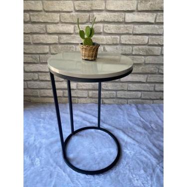 Imagem de Mesa Lateral Kira De Ferro Com MDF Titanio - MESTRE MOVELEIRO, Preto