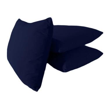 Imagem de Kit 3 Almofadas Encosto Para Sofá 80x60cm - Happy Line, Azul escuro