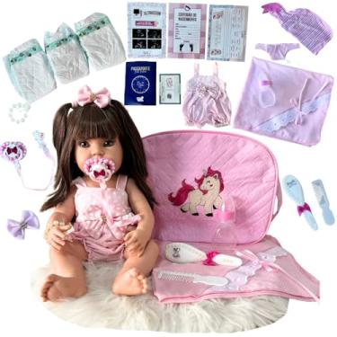 Imagem de Bebê Reborn Realista Pode Molhar Siliconada Com Acessórios e Bolsa
