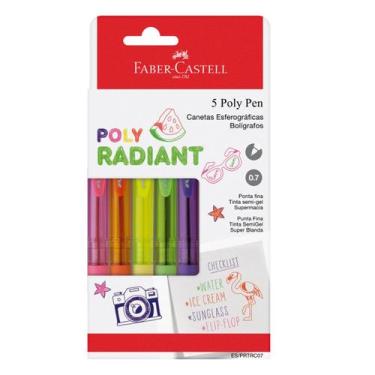 Imagem de Caneta Esferográfica 0.7 FABER-CASTELL Poly Radiant 5 Cores, 5 Cores R