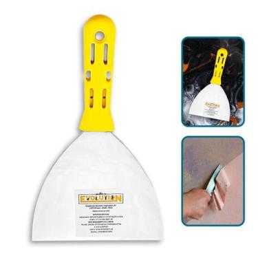 Imagem de Espátula de Aço Inox Evolution Cabo Amarelo Vários Tamanhos Aplicação 