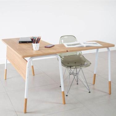 Imagem de Mesa Escrivaninha em L 136cm Hanover/Branco Home Office - Artesano