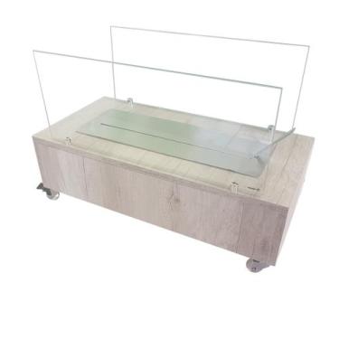 Imagem de Lareira Ecológica 60 cm Inox Etanol Álcool Rodízios Mezzo Bianco Amade