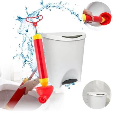 Imagem de Kit Desentupidor Manual De Pia Vaso Ralo Cano Esgoto E Lixeira 15l Ces
