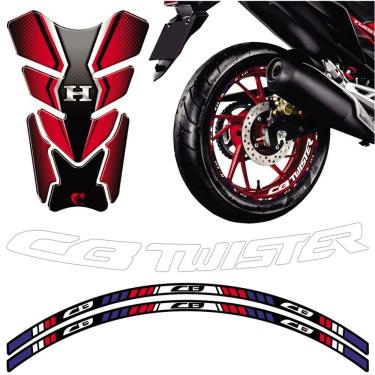 Imagem de Combo Protetor Adesivo Tanque E Aro Moto Cb Twister 250 Cor Vermelho