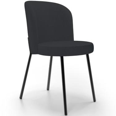 Imagem de Cadeira Gavi L02 para Sala de Jantar Estrutura em Aço Estofada em Linho Cinza Estilo In...
