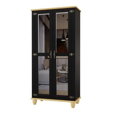 Imagem de Cristaleira Retrô 2 Portas Preto/ Marfim