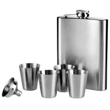 Imagem de Cantil Bolso Portátil Porta Bebida Frasco Inoxidável 250ml