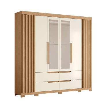 Imagem de Guarda Roupa Doble Casal 6 Portas Com Espelho Albatroz Freijó/off White (flex)