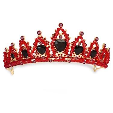 Imagem de Botrinal Queen of Hearts Crown, Red Rhinestone Crystal Wedding Crown, Descendants 4 Rise of Red Cosplay Costume