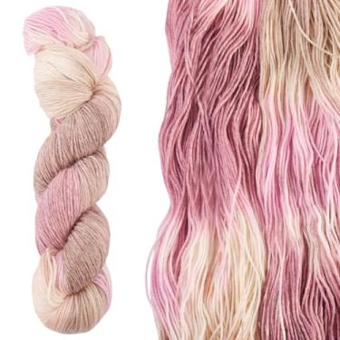 Imagem de Magibeads Fio de lã para projetos de tricô e crochê 100 g novelo 80% lã 20% fio acrílico para bolsa de mão cachecol meia DIY (rosa do deserto)