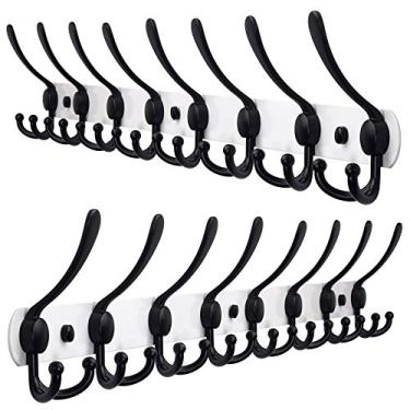 Imagem de Suporte de parede Dseap Coat – 8 ganchos triplos, White & Black, 2packs, 2