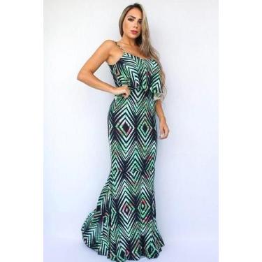 Imagem de Vestido Longo Sereia Estampado De Alça F081 - Vitrine Collection, Verm