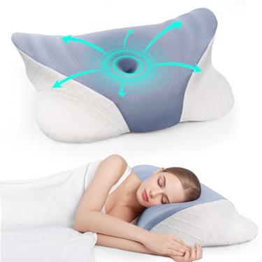 Imagem de Travesseiro cervical para alívio da dor, travesseiro ergonômico de espuma viscoelástica para dormir, travesseiro ortopédico para cama, travesseiro lateral para dormir, travesseiros de espuma