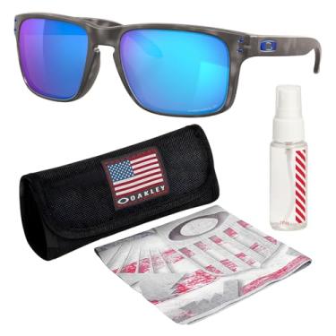 Imagem de OAKLEY Armação de tartaruga preta fosca Holbrook OO9102 – Lente Polarizada SAPPHR IRID PRIZM, óculos de sol quadrados polarizados com kit de óculos oficial eSHADES, Tartaruga preta fosca polarizada