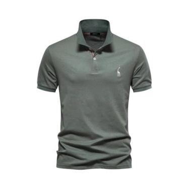 Imagem de Camisas Polo Masculinas de Algodão - Manga Curta, Sólida - Marca Aiope