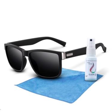 Imagem de Kit Oculos De Sol Esportivo + Limpa Lentes Spray Flanela (Preto)
