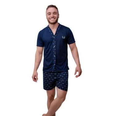 Imagem de Pijama Masculino Botão Americano Blusa Manga Curta E Shorts - DIONES, 