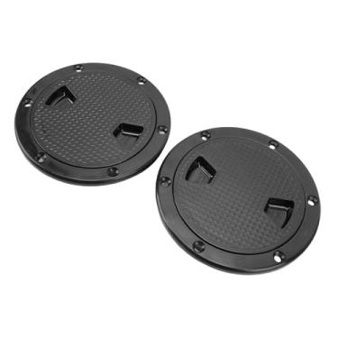 Imagem de Haofy Placa de Deck Marítimo Hatch de Inspeção de Abdominais Pesados Com Punho de Maçaneta Profunda, Tampa Destacável Painel de Acesso Ao Barco Não Deslizante para Salas de Máquinas (BLACK)