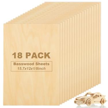 Imagem de ACXFOND 18 Folhas De Tília 12 X 15,7 1/8" - 3 Mm Compensado Inacabado Para Artesanato, Tábuas Madeira Finas, Painéis Retangulares, Projetos Escolares Faça Você Mesmo