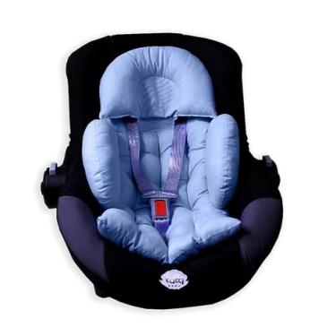 Imagem de Redutor para Bebê Conforto, Colchonete Acolchoado Macio, 100% Algodão (Azul)