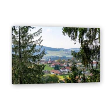 Imagem de Home Far Away Mountain Cottage Serenity – Arte de parede vida no campo, impressão em tela aconchegante e gratuita para casa 70 x 105 cm emoldurada