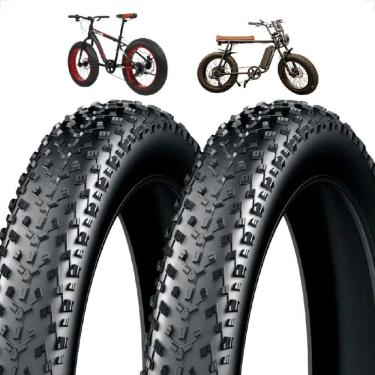 Imagem de PAR Pneu Pineu Aro 20 X 4.0 Fatbike Mobylete StretGo Scooter Bike eletrica Cravudo Largo Balão Gordo
