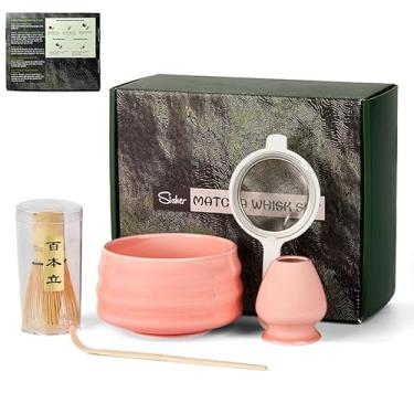 Imagem de Sisher O kit de fabricação Matcha de cerâmica inclui tigela matcha, batedor e suporte para matcha, colher de bambu, descanso de colher e peneira conjunto de matcha japonês para amantes de matcha