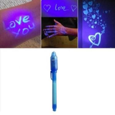 Imagem de 2 Caneta de Tinta Invisivel Retro iluminação Led Caneta Marcadora Ultr