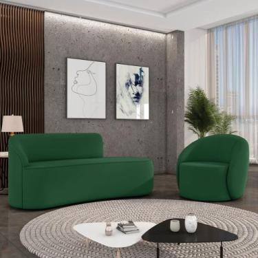 Imagem de Sofá 3 Lugares Orgânico 180cm Morgan e Poltrona Lua Veludo D03 - D'Ros