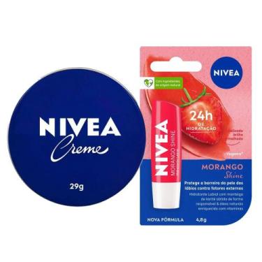 Imagem de Kit Nivea Care Creme Hidratante Latinha Azul 29g + Hidratante Labial M