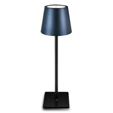 Imagem de LAYSHINEEN Candeeiro de mesa sem fio, recarregável, portátil, 5000 mAh, lâmpada de mesa operada por bateria, sem fio, 3 cores, luminária de mesa de jantar com regulação contínua para casa, estudo, ao