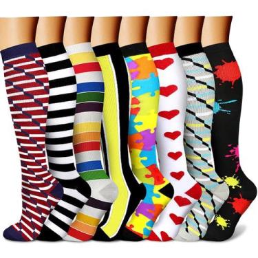 Imagem de Meias de compressão CHARMKING 15-20 mmHg para mulheres e homens, 8 par