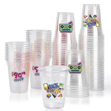 Imagem de Copos plásticos descartáveis de 350 ml, 90's Party, 150, pacote Back t