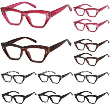 Imagem de Eyekepper Pacote com 5 óculos de leitura para mulheres - Design de padrão elegante para mulheres leitoras, Pacote com 12 mistos - R2017, +1.75
