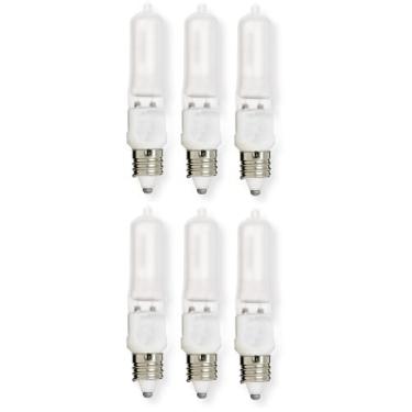 Imagem de S1918 Pacote com 6 lâmpadas, acabamento Frost, 250 watts, formato de lâmpada T4.5, base mini Cand, base ANSI E11, tensão 120, 3780 lúmens iniciais, 3-5/81.3 cm MOL, 1.4 cm MOD