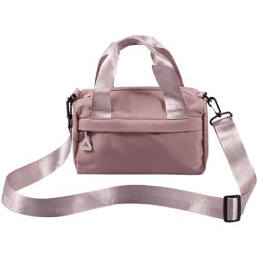 Imagem de Tcwhniev Mini bolsa de ginástica à prova d'água de nylon multiuso bolsa de ombro fitness elegante bolsa de viagem com alça ajustável, Rosa, 9.4 x 5.5 x 4.7 in