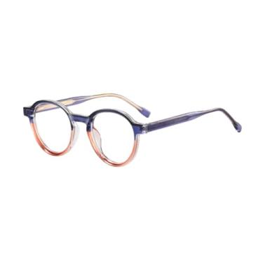 Imagem de Óculos de sol com bloqueio de luz azul, armação redonda masculina e feminina retrô (preto com transparente)