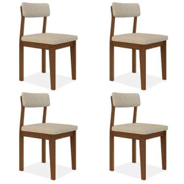 Imagem de Conjunto Com 4 Cadeiras Estofadas Utah Freijó/s.bege - M.a - A Móveis 