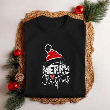 Imagem de Camiseta Blusinha Merry Christmans Gorrinho Modinha Fofa Natal Festas 