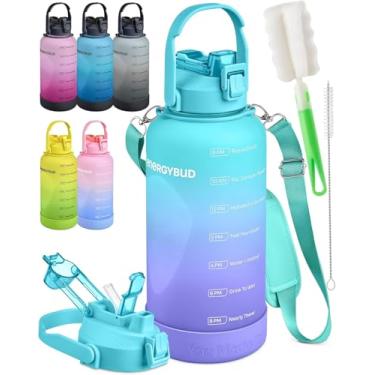 Imagem de EnergyBud Garrafa de água de meio galão com canudo | Eastman Tritan Material: Seguro para alimentos | Seguro para lava-louças, sem BPA, BPS, DEHP | Jarro com tampa 6 em 1 | Garrafa de água à prova de