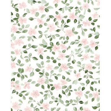Imagem de ILHIIOR Papel de parede floral rosa boho folha verde papel de contato flor branca removível autoadesivo impermeável papel de parede para gavetas de armário decoração de parede amigável para locatários