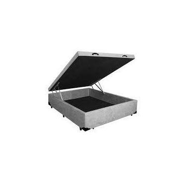 Imagem de Cama Box Baú Casal Cinza Gold Suede  138x188x41 - Apeixoto