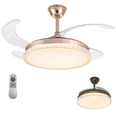 Imagem de Ventilador de Teto Pa Retratil Grande Luminaria Lampada Led 3 em 1 Con