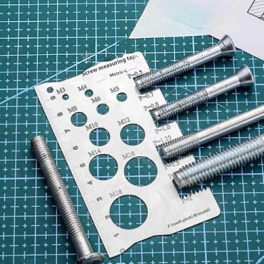 Imagem de Verificador de tamanho de medidor de rosca de parafuso de aço inoxidável, ferramenta de medição de parafuso para equipamentos de classificação, projeto DIY, medidor múltiplo de passo de rosca métrica