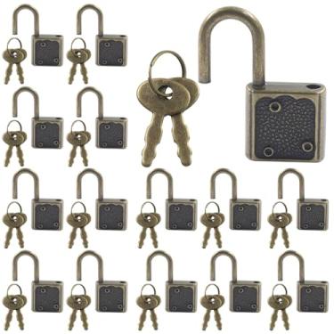 Imagem de Cionyce 15 peças mini cadeado com chave, fechadura minúscula de bronze, cadeados pequenos para bagagem, cadeado antigo para mala, mochila escolar, caixas, decoração