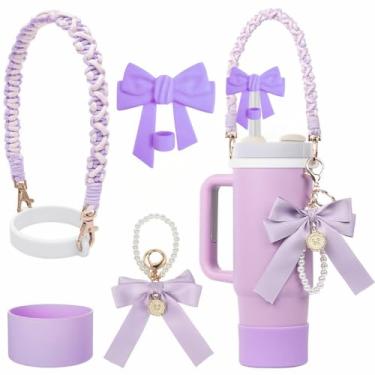 Imagem de Acessórios decorativos para garrafa de água esportiva Stanley Cup Tumblers Essentials Cup Strap and Flower Jewelry Charms Set para 400 ml, 850 g, 1,134 g