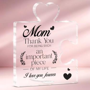 Imagem de Presente para mãe da filha filho, eu te amo presentes para mãe, aniversário, Natal, dia das mães, obrigado por ser uma peça tão importante, peça acrílica, quebra-cabeça, placa, decoração de casa
