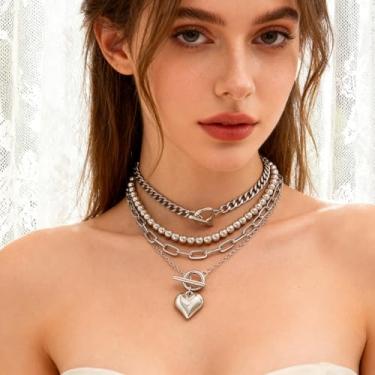 Imagem de Conjunto de colar com pingente em camadas, 4 peças, pingentes de pentagrama, colares empilháveis para mulheres, comprimento ajustável, Generic, Liga de aço, Sem Pedra Preciosa